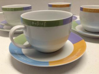 Mary Kay Porcelain Tea Cup Saucer Set Of 4 Courage Belief Enthusiasm Commitment