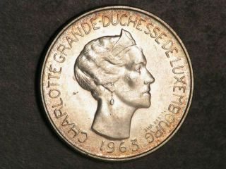 Luxembourg 1963 100 Francs Charlotte Silver Bu