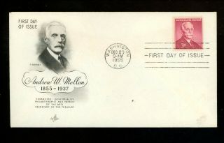 Us Fdc 1072 Artcraft M - 3 1955 Dc & Pa Andrew Mellon Banking Dual Unofficial