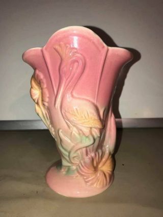 Vintage Stork And Hibiscus Hull 85 Vase