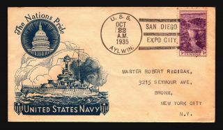 Uss Aylwin 1935 San Diego Expo City Cds / Navy Cachet - Z19707