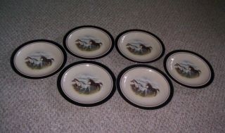 6 Folkcraft Folk Craft Running Horses Scotty Z 11 1/8 " Dinner Plates