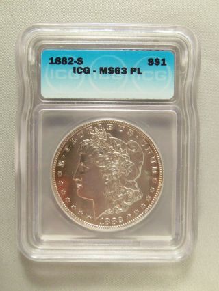U.  S.  1882 - S Morgan Silver Dollar - Icg Ms63 Pl
