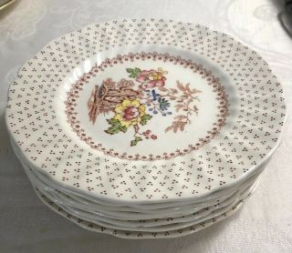 Royal Doulton " Grantham " D5477 Set Of 8 Bread And Butter Plates.  6 1/2 Inches