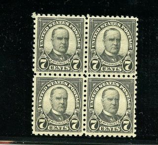 U.  S.  588 (us517) Block Of 4,  Mckingley,  7c Black,  Perf 10,  Mnh,  Fvf,  Cv$104.  00