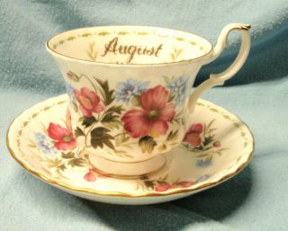 Royal Albert Flower Of The Month August Poppy Tea Cup Saucer China England