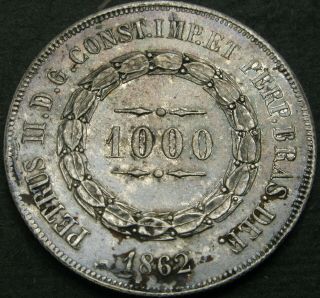 Brazil 1000 Reis 1862 - Silver - Vf/xf - 1834 ¤