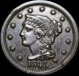 1845 Braided Hair Large Cent Type Penny Us Coin - - - - Stunning - - - - W818