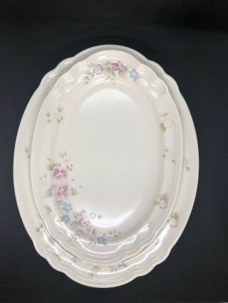 Set Of 2 Pfaltzgraff Tea Rose Oval Serving Platters Plates
