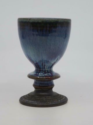 Lyre Ceramics Blue Glazed Art Pottery Wine Goblet Chalice Medieval Style Ireland