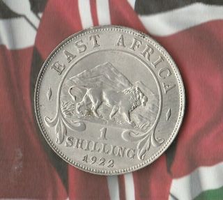 1922 King George East Africa (kenya) 1 Shilling - 25 Silver - Great Shape