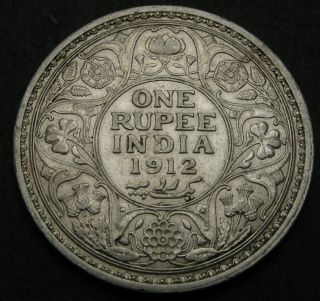 India British 1 Rupee 1912 - Silver - George V.  - Vf - 1032