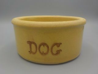 Vintage Rrp Co Roseville Ohio Pottery U.  S.  A.  200 Yellow Stoneware Dog Bowl Dish