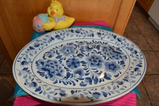 Unknown Maker Blue/white Floral Large Platter