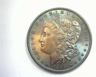 1888 Morgan Silver Dollar Gem Uncirculated Rainbow Toning
