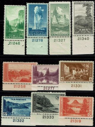 740 - 49 Bottom Plate Number Singles 1934 National Parks Year Issues - Og/nh