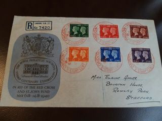 Gb 1940 Stamp Centenary Exhibition Souvenir Fdc With Red Cross Postmark (ew17)
