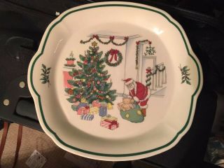 Vintage Nikko Christmas Eve Handled Platter/plate Japan