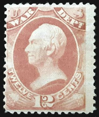 Us Official Stamp 1873 12c War Clay Scott O89 Og H