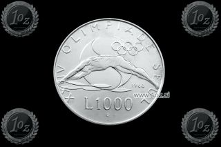 San Marino 1000 Lire 1988 (seoul Olympics) Silver Commemor.  Coin (km 217) Unc
