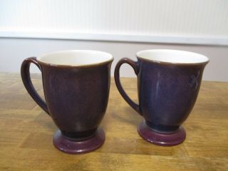 Set Of 2 Denby Storm Footed Mugs Purple And Plum