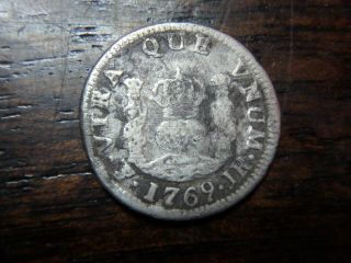 1769 Jr Bolivia Spanish Silver 1/2 Reales Real Colonial America Pirate Coin