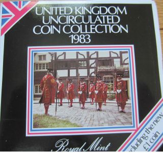 1983 Uk (great Britain) Royal Year Set.  8 Unc.  Coins (m264)