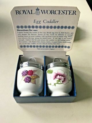 Royal Worcester Egg Coddlers,  Vintage,  Set Of 2 In Factory Box