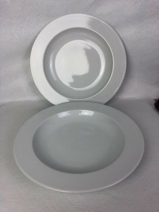 Vintage Seltmann Weiden Bavaria All White Porcelain Set Of 2 12” Soup Bowls K