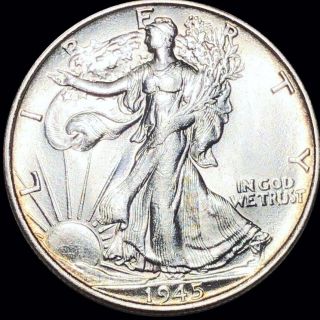 1945 - S Walking Half Dollar Highly Uncirculated San Francisco 50c Liberty Silver