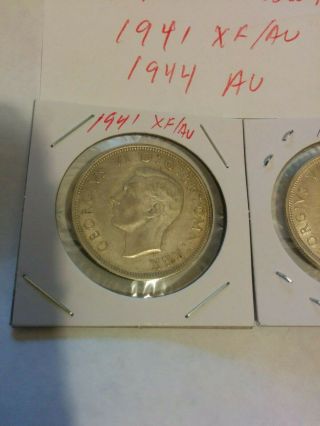 1941 & 1944 Great Britain 1/2 Half Crown George Vi.  500 Pure Silver Coin 031504