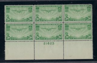 Usa Scott C21 Air Mail Block Of 6 Hinged Vf Us Stamps