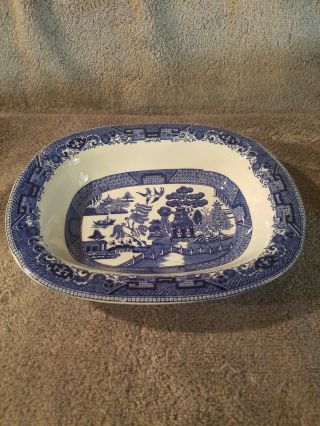 Buffalo Pottery Willow Blue Rectangular Dish 8 1/2 " L × 6 3/4 " W × 1 1/2 " D