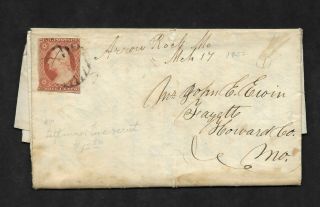 Us Scott 10a On 1852 Folded Letter Arrow Rock Mo,  To Fayette Mo W/content