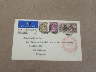 Gb 2/6 Seahorse,  1/ - And 6d On 1935 Cover To Uruguay Deutsche Luftpost