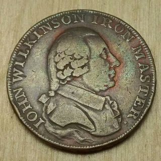 1792 Great Britain Warwickshire John Wilkinson Iron Master 1/2 Penny Token Bcs
