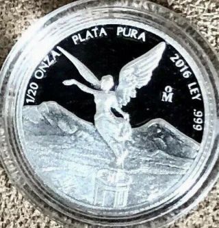 Proof 2016 1/20 Oz Mexican Silver Libertad In Capsule.