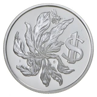 Silver - World Coin - 1977 Cayman Islands 1 Dollar World Silver Coin 17.  9g 980