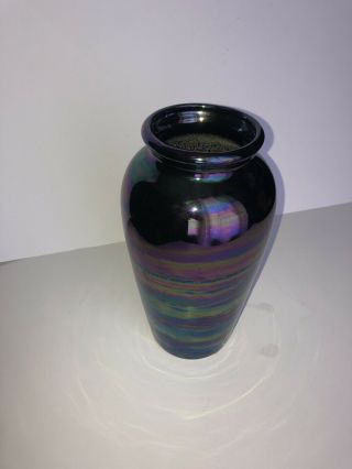 Vintage Harris Art Pottery Vase Chicago Rainbow Luster Purple Iridized