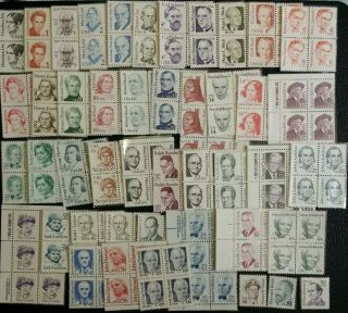 42 Blocks Of 4 & 6 Mnh Us Great American Issues 1980 - 85 1986 - 95 Mostly Complete