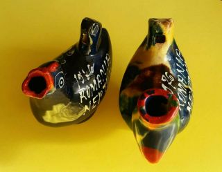 Two Vintage Hand Crafted Pottery Ceramic Birds Whistles Neptune Beach,  Romania 3