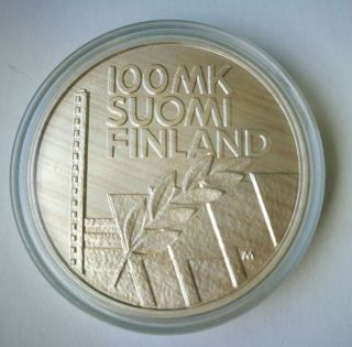 Finland 1994 100 Markkaa European Athletics Championship Helsinki Silver Unc