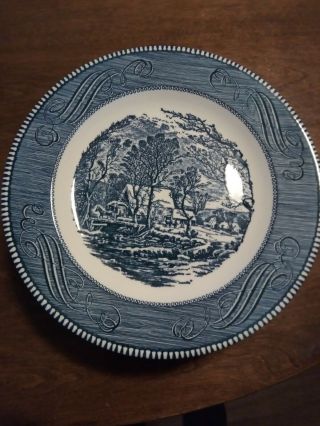 8 Currier & And Ives Blue Dinner Plates 10 ",  Royal China Old Grist Mill