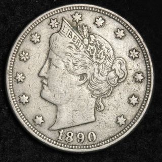 1890 Liberty V Nickel Choice Xf,  E384 Rnt
