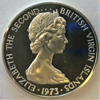 1973 British Virgin Islands $1 Silver Coin (. 7643 ASW) - KM 6a 2