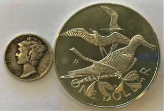 1973 British Virgin Islands $1 Silver Coin (. 7643 ASW) - KM 6a 3