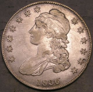 1836/1336 Cap Bust Letterd Edge Silver Half Dollar Overdate Overton 108a Scarce