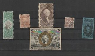 United States Revenue Stamps Lot Early Classic 6