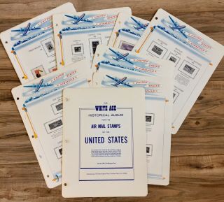White Ace Historical Album United States Air Mail Stamps 1918 - 1983 W/27 Stamps