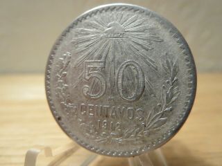 1912 Vf Mexico 50 Centavos Silver.  800 Coin World Money Km - 445 Full Libertad